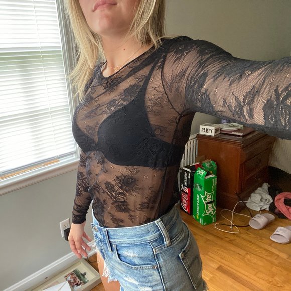 Forever21 sheer flower bodysuit - Picture 6 of 8